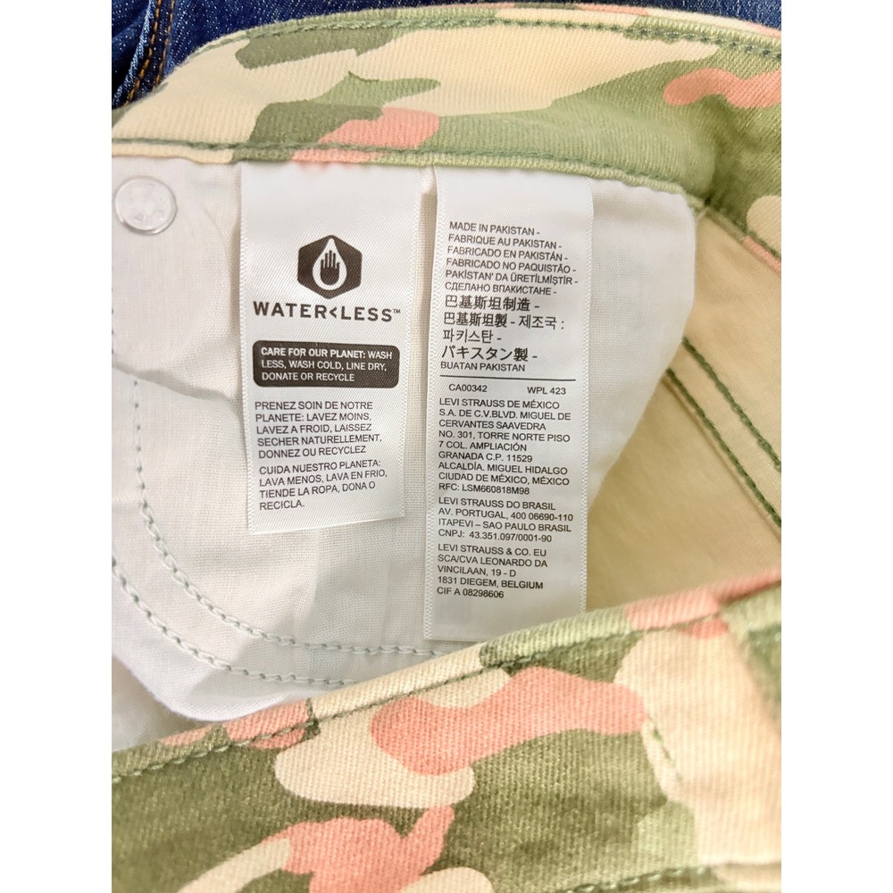 Levis 721 High Rise Skinny Jeans Womens 28 Pink Green Camo Camouflage Denim - Picture 4 of 15